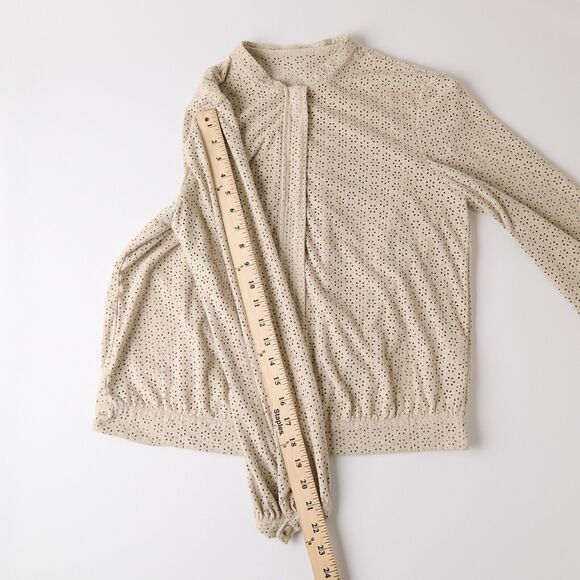 Zara Womens Sz M Beige Faux Suede Eyelet Bomber Jacket Full Zip Lightweight - Picture 5 of 8